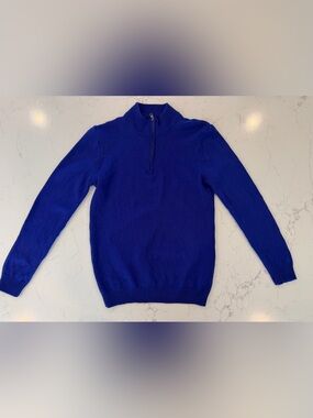 Allen Edmonds Men's Zip-Neck Sweater in Cobalt Blue, Merino wool
